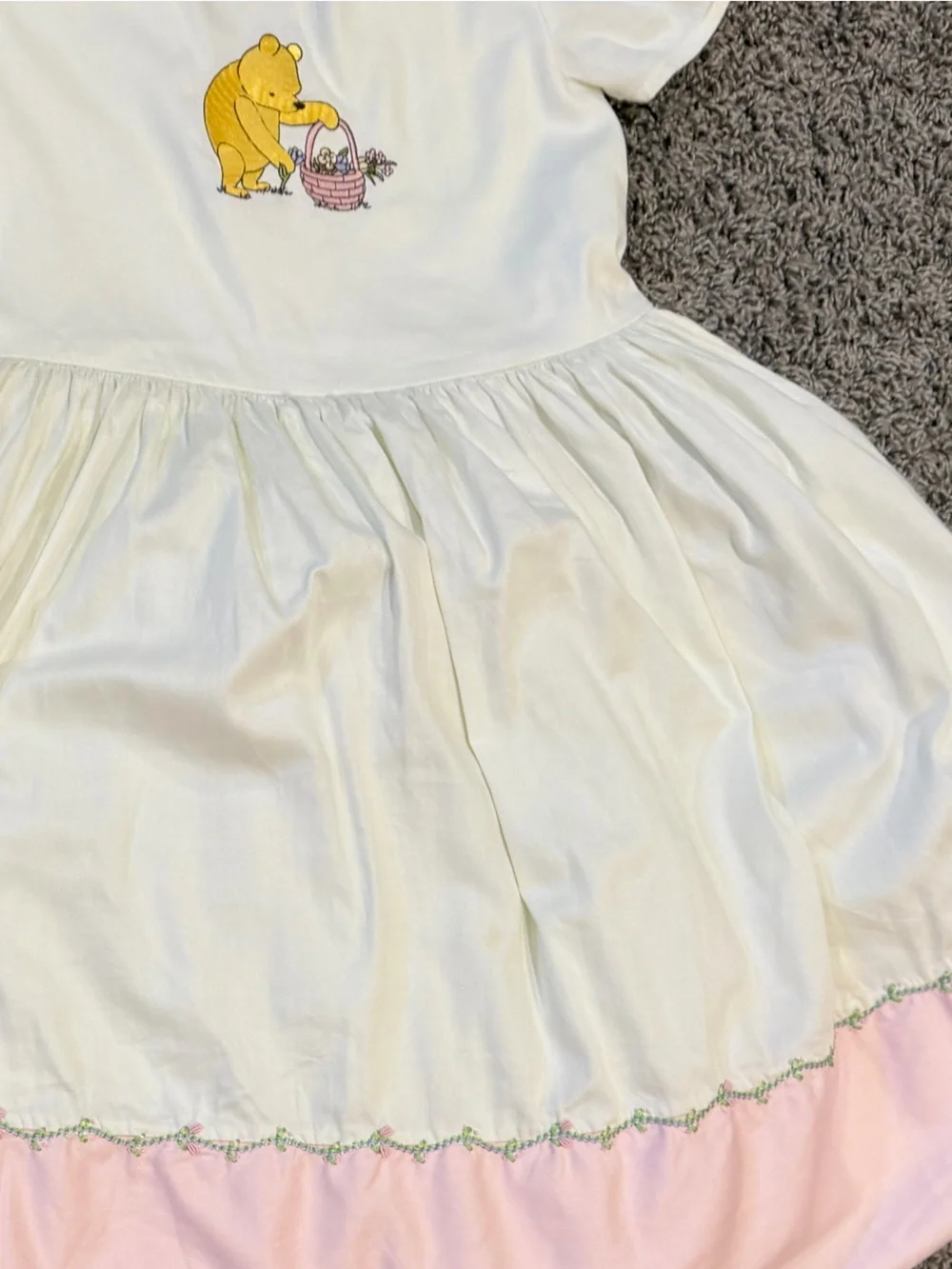 Girls Disney Pink and White Winnie the Pooh embroidered Party Dress, size 7-8